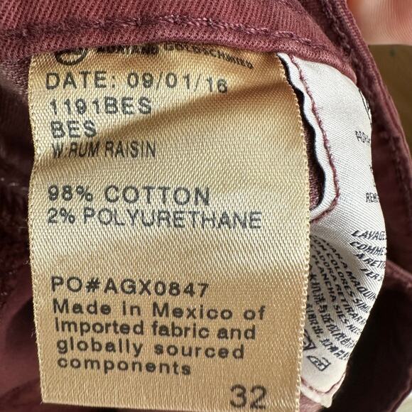 NWOT AG Adriano Goldschmied Men’s The Nomad 32x34 Rum Raisin Maroon Slim Fit - Picture 7 of 8